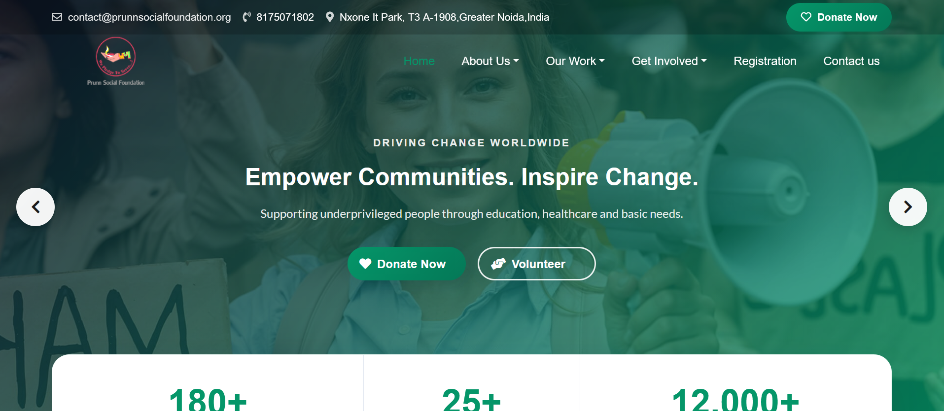 Prunn Social Foundation website